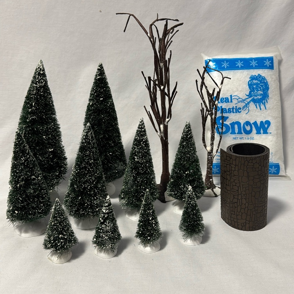Dept 56 Village Landscape 14 piece set with trees, road and snow